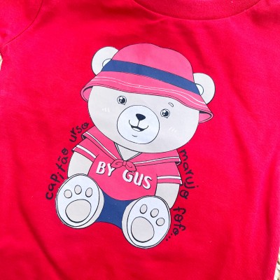 Conj. Camiseta Capitão Urso e Bermuda - Vermelho e Areia